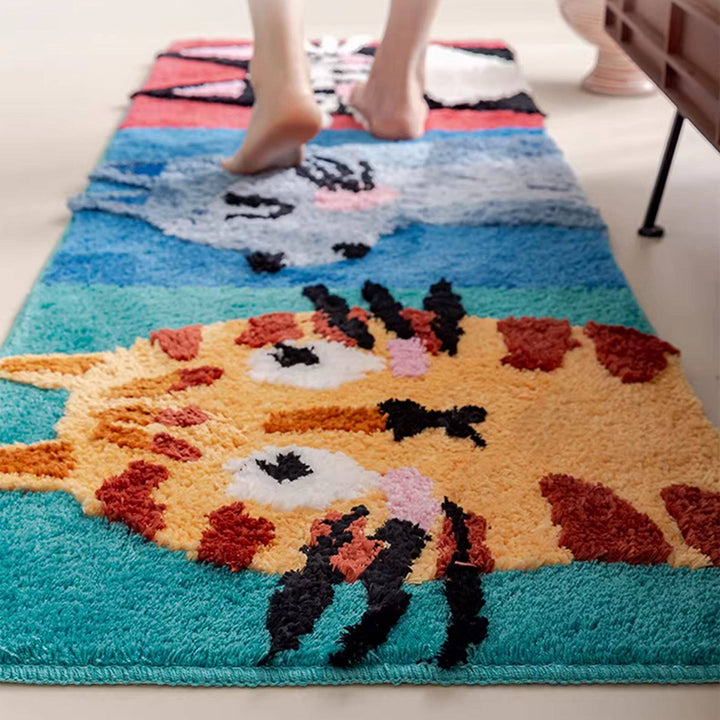 Contemporary Creative Rectangular Polyester TPR Non-Slip Carved Tufted Kids Rug For Living Room