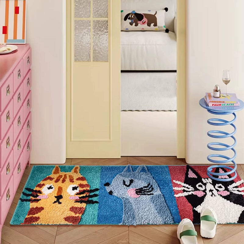 Contemporary Creative Rectangular Polyester TPR Non-Slip Carved Tufted Kids Rug For Living Room