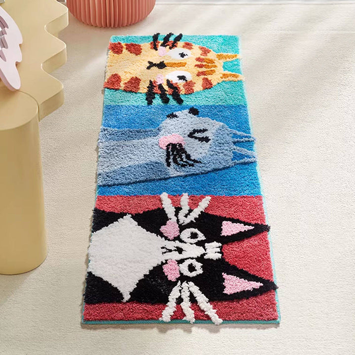 Contemporary Creative Rectangular Polyester TPR Non-Slip Carved Tufted Kids Rug For Living Room