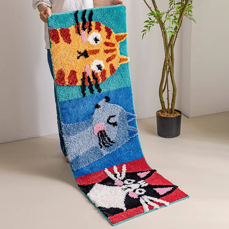 Contemporary Creative Rectangular Polyester TPR Non-Slip Carved Tufted Kids Rug For Living Room
