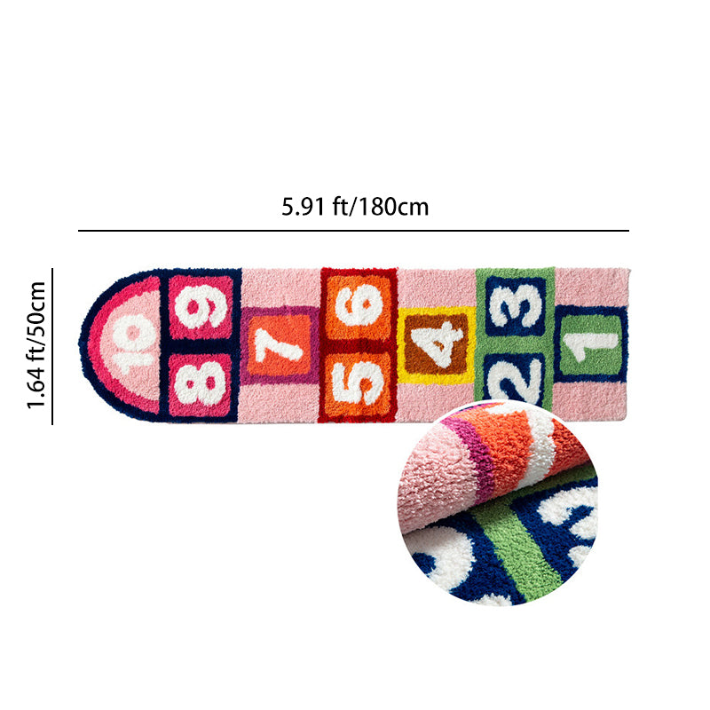 Contemporary Creative Rectangular Polyester TPR Non-Slip Carved Tufted Kids Rug For Living Room