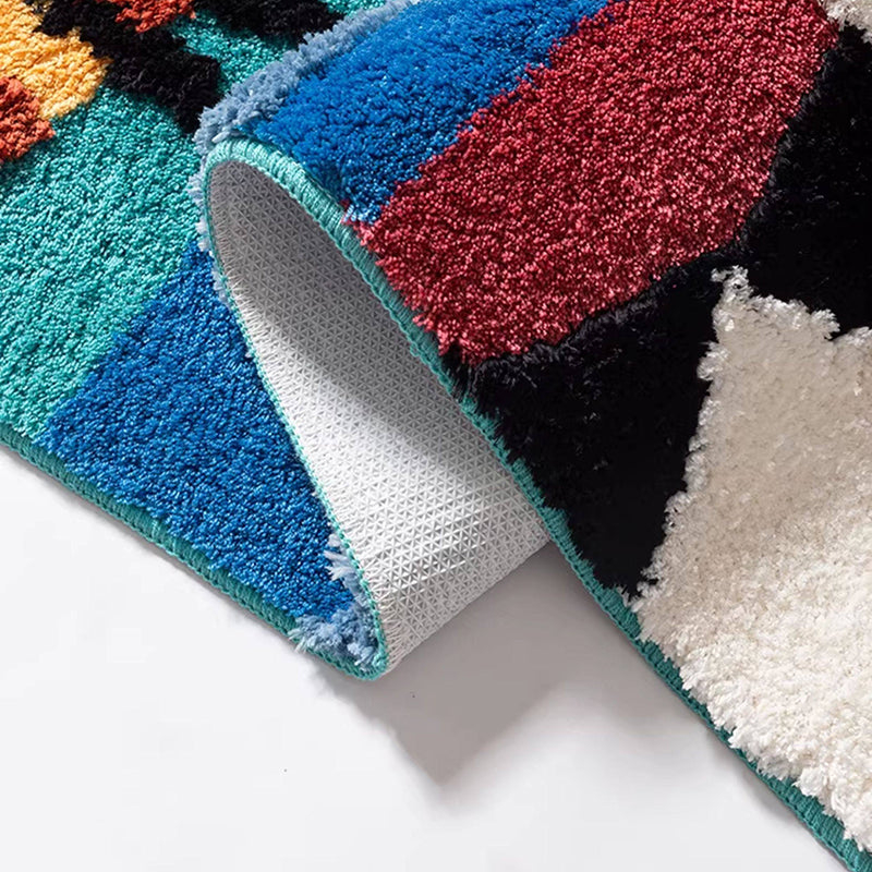 Contemporary Creative Rectangular Polyester TPR Non-Slip Carved Tufted Kids Rug For Living Room