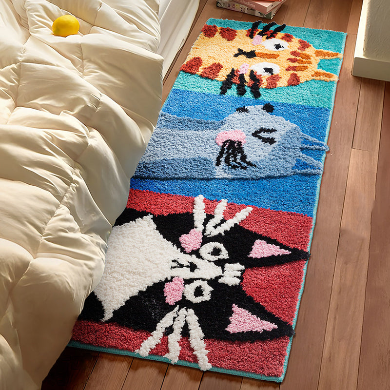 Contemporary Creative Rectangular Polyester TPR Non-Slip Carved Tufted Kids Rug For Living Room