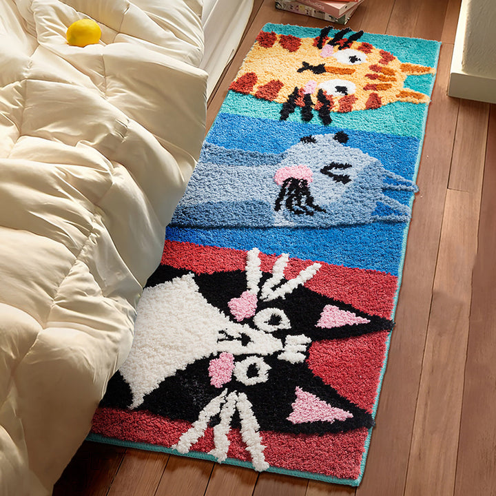 Contemporary Creative Rectangular Polyester TPR Non-Slip Carved Tufted Kids Rug For Living Room