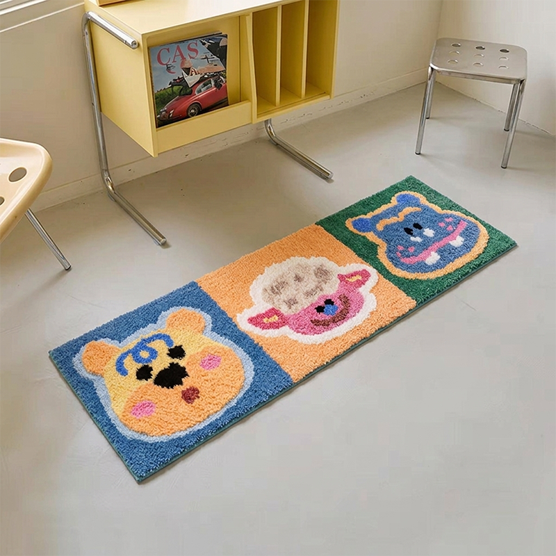 Contemporary Creative Rectangular Polyester TPR Non-Slip Carved Tufted Kids Rug For Living Room
