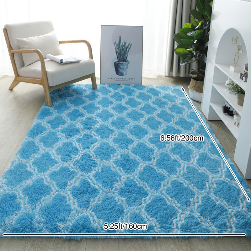 Modern Minimalist Faux Silk Wool Rectangular Rug For Living Room
