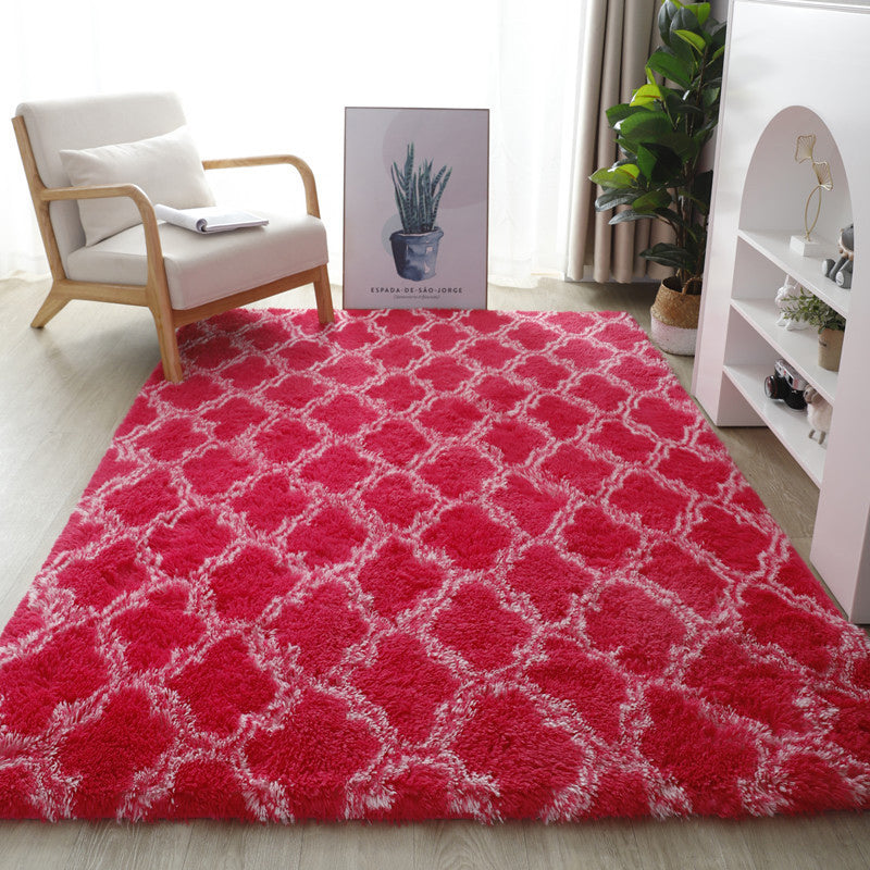 Modern Minimalist Faux Silk Wool Rectangular Rug For Living Room