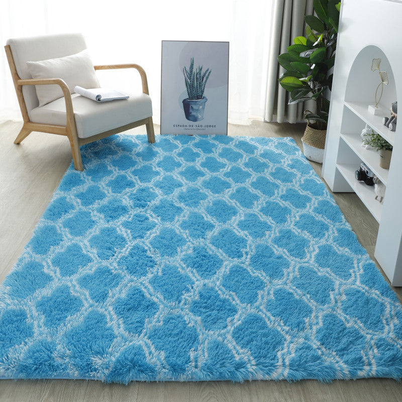 Modern Minimalist Faux Silk Wool Rectangular Rug For Living Room