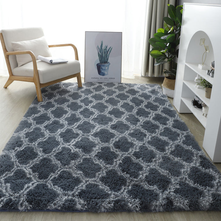 Modern Minimalist Faux Silk Wool Rectangular Rug For Living Room