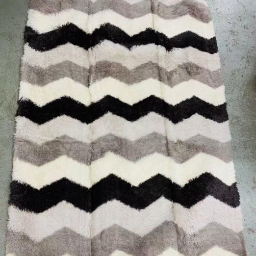 Modern Minimalist Faux Silk Wool Rectangular Rug For Living Room