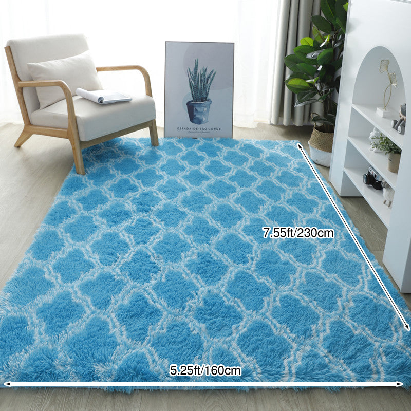 Modern Minimalist Faux Silk Wool Rectangular Rug For Living Room