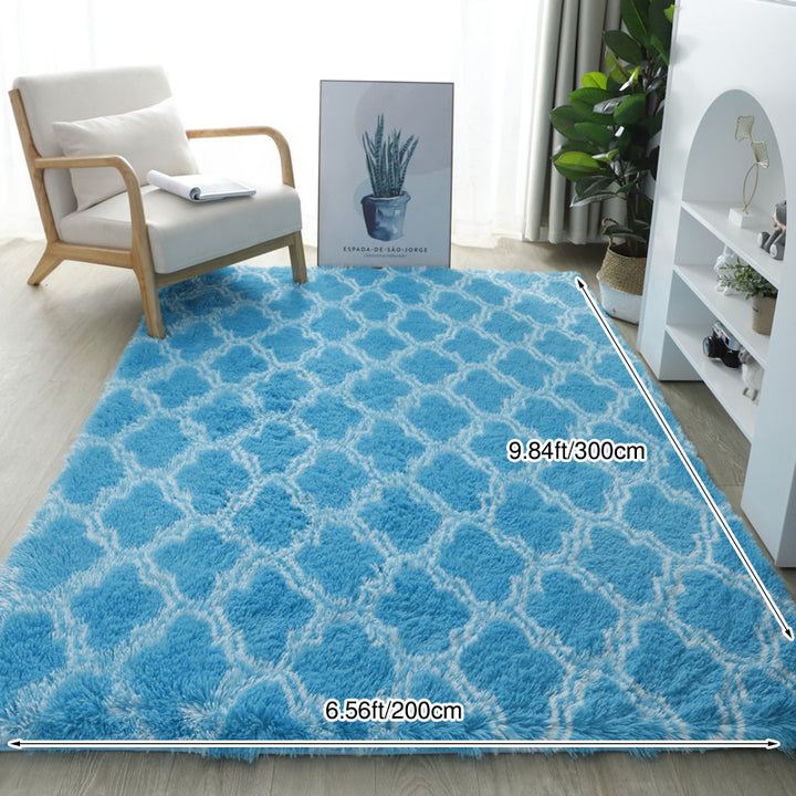 Modern Minimalist Faux Silk Wool Rectangular Rug For Living Room
