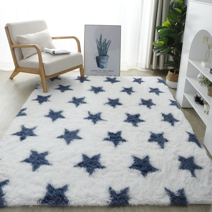 Modern Minimalist Faux Silk Wool Rectangular Rug For Living Room