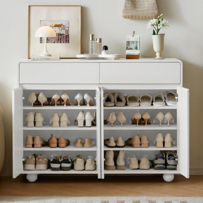 Contemporary Creative Eco-Friendly Engineered Wood MDF Metal Rectangular Shoe Storage Cabinet With 4-Tier Organizer For Entryway