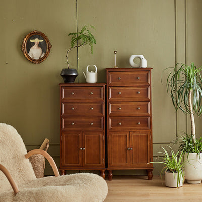 Modern Minimalist Solid Wood Rectangular Storage Cabinet 3/4-Drawer For Living Room