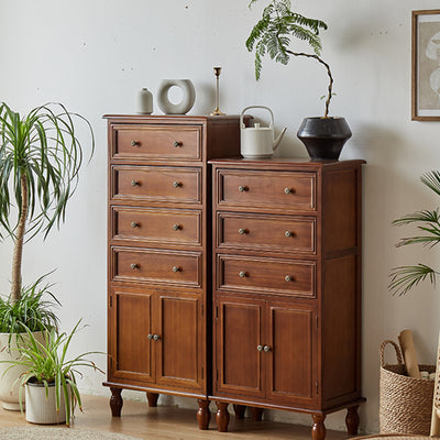 Modern Minimalist Solid Wood Rectangular Storage Cabinet 3/4-Drawer For Living Room