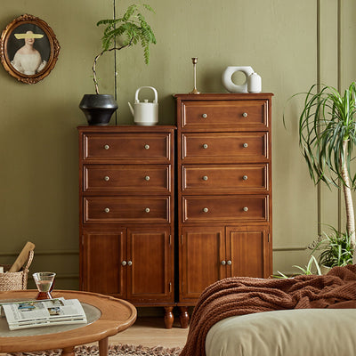 Modern Minimalist Solid Wood Rectangular Storage Cabinet 3/4-Drawer For Living Room