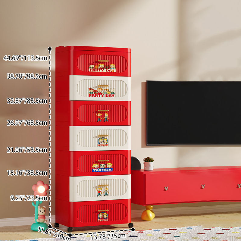 Contemporary Creative Rectangular PP Storage Cabinet 4/5/7-Drawer For Living Room