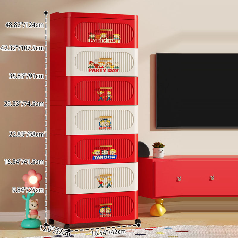 Contemporary Creative Rectangular PP Storage Cabinet 4/5/7-Drawer For Living Room