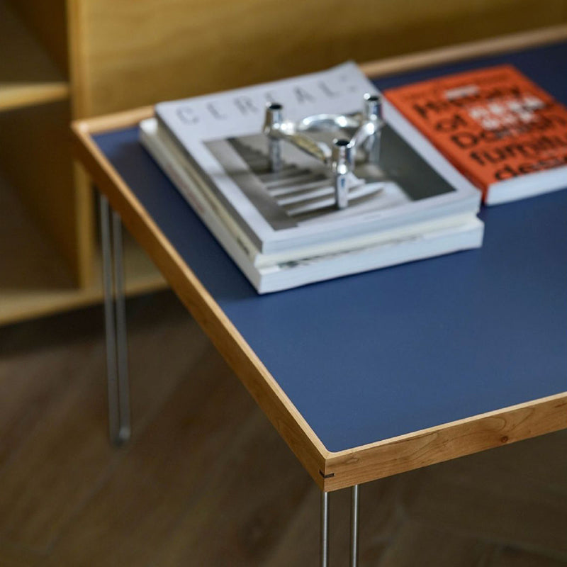 Table basse contemporaine nordique carrée en bois massif et acier inoxydable, 1 niveau, pour salon 
