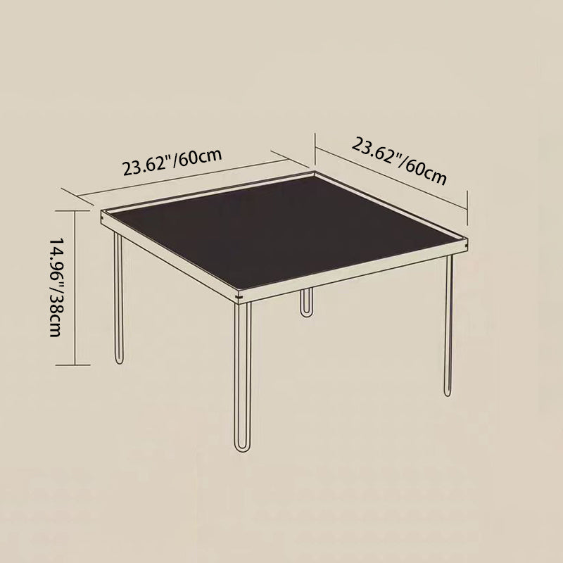 Contemporary Nordic Square Solid Wood Stainless Steel Coffee Table 1-Tier For Living Room