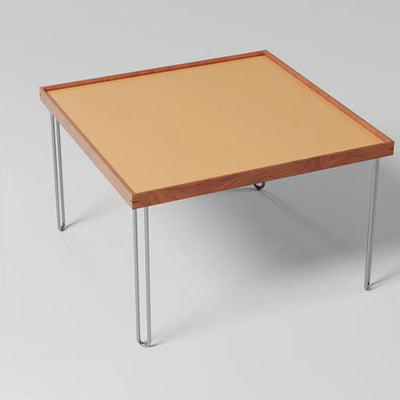Contemporary Nordic Square Solid Wood Stainless Steel Coffee Table 1-Tier For Living Room