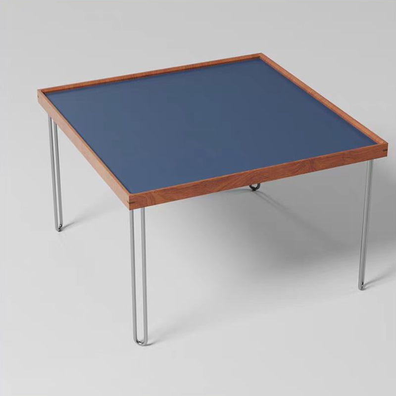 Table basse contemporaine nordique carrée en bois massif et acier inoxydable, 1 niveau, pour salon 