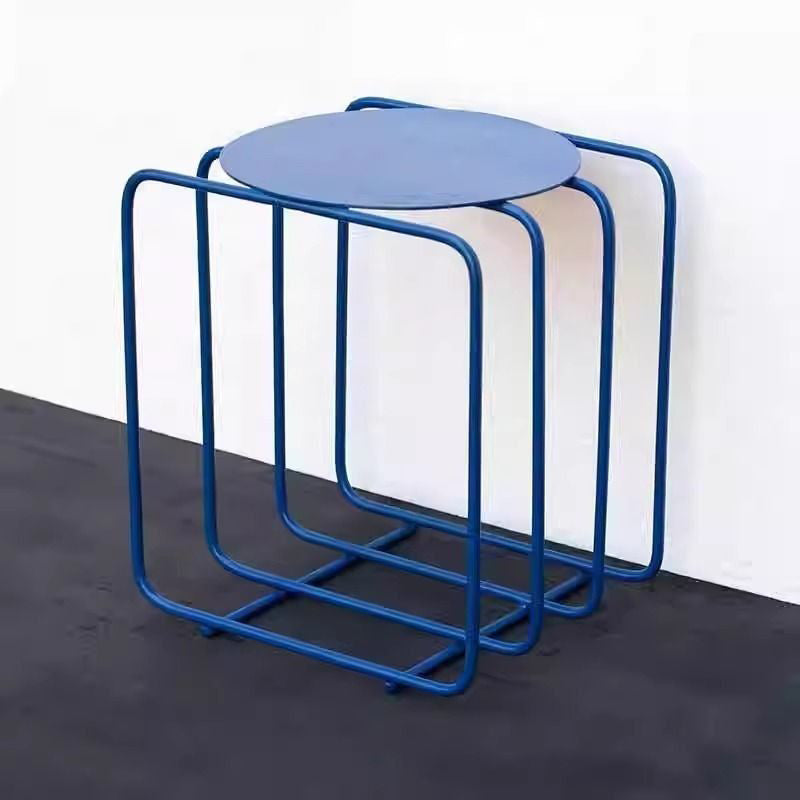 Contemporary Creative Iron Rectangular Side Table 2-Tier For Living Room