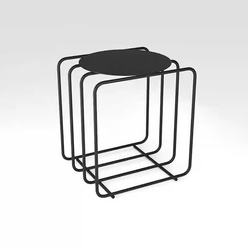 Contemporary Creative Iron Rectangular Side Table 2-Tier For Living Room