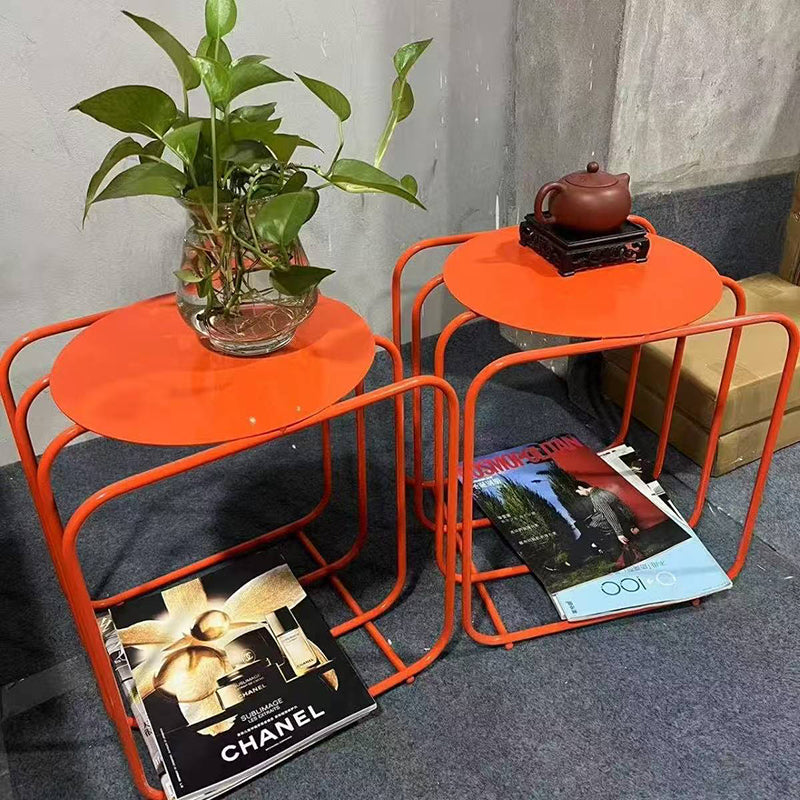 Contemporary Creative Iron Rectangular Side Table 2-Tier For Living Room