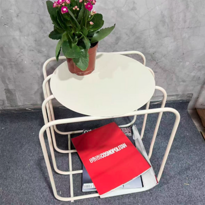 Contemporary Creative Iron Rectangular Side Table 2-Tier For Living Room