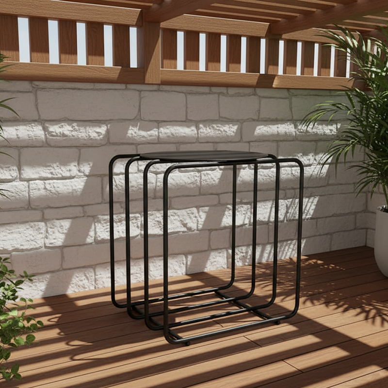 Contemporary Creative Iron Rectangular Side Table 2-Tier For Living Room