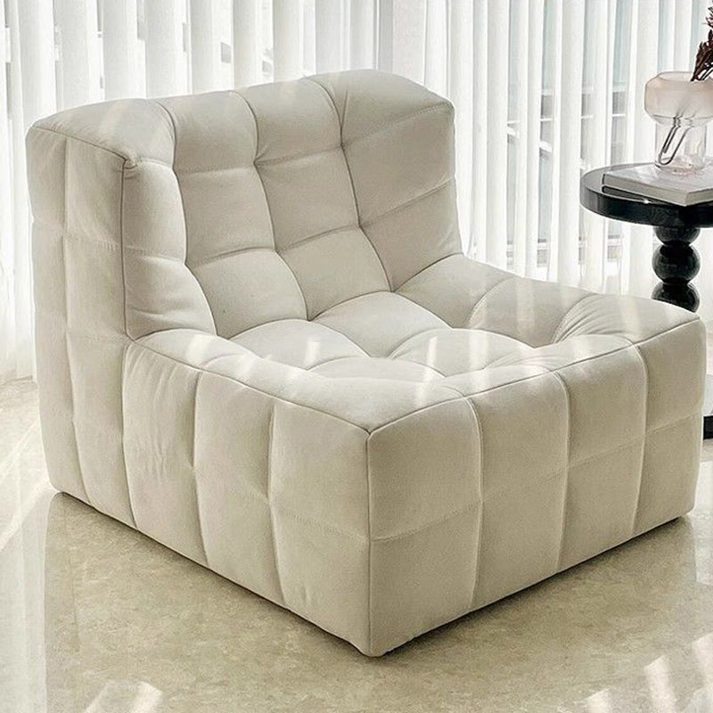 Modern Minimalist Corduroy Faux Leather Rectangular Accent Chair Backrest Armless For Living Room