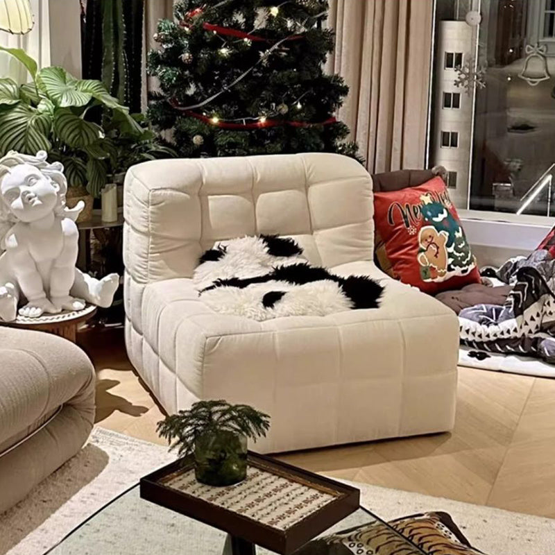 Modern Minimalist Corduroy Faux Leather Rectangular Accent Chair Backrest Armless For Living Room