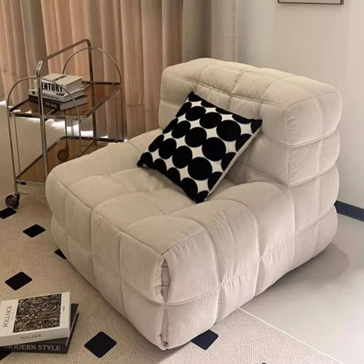 Moderner minimalistischer Cord Falsches Leder Rechteckiger Akzentstuhl Rückenlehne Armlos Für Wohnzimmer 