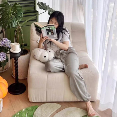 Modern Minimalist Corduroy Faux Leather Rectangular Accent Chair Backrest Armless For Living Room