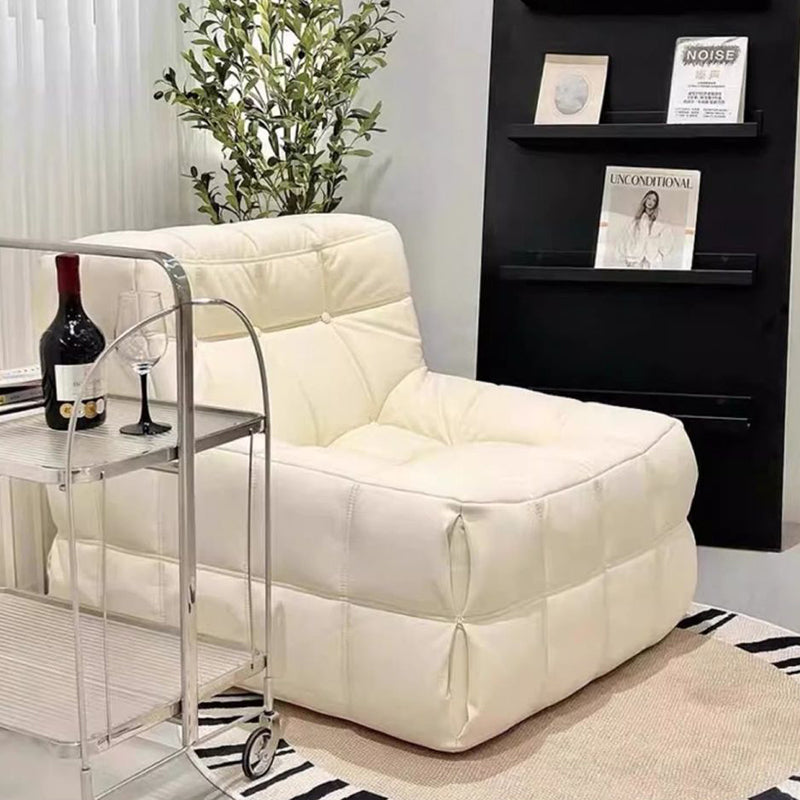 Modern Minimalist Corduroy Faux Leather Rectangular Accent Chair Backrest Armless For Living Room