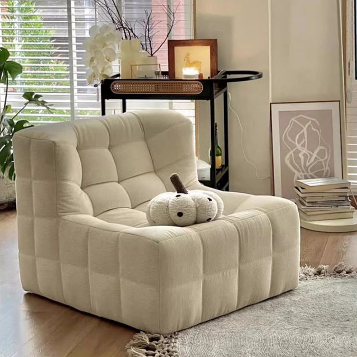 Modern Minimalist Corduroy Faux Leather Rectangular Accent Chair Backrest Armless For Living Room