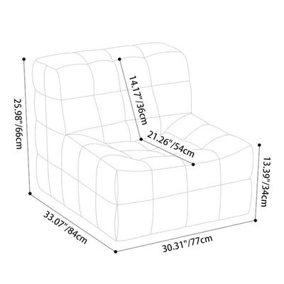 Modern Minimalist Corduroy Faux Leather Rectangular Accent Chair Backrest Armless For Living Room