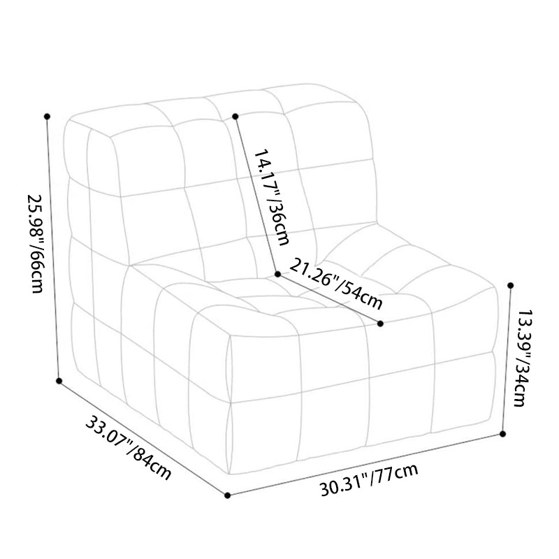 Modern Minimalist Corduroy Faux Leather Rectangular Accent Chair Backrest Armless For Living Room