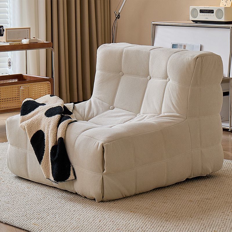 Modern Minimalist Corduroy Faux Leather Rectangular Accent Chair Backrest Armless For Living Room