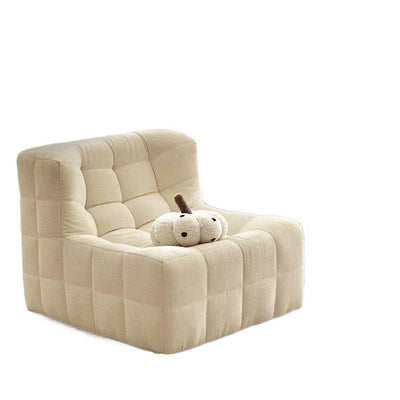 Modern Minimalist Corduroy Faux Leather Rectangular Accent Chair Backrest Armless For Living Room