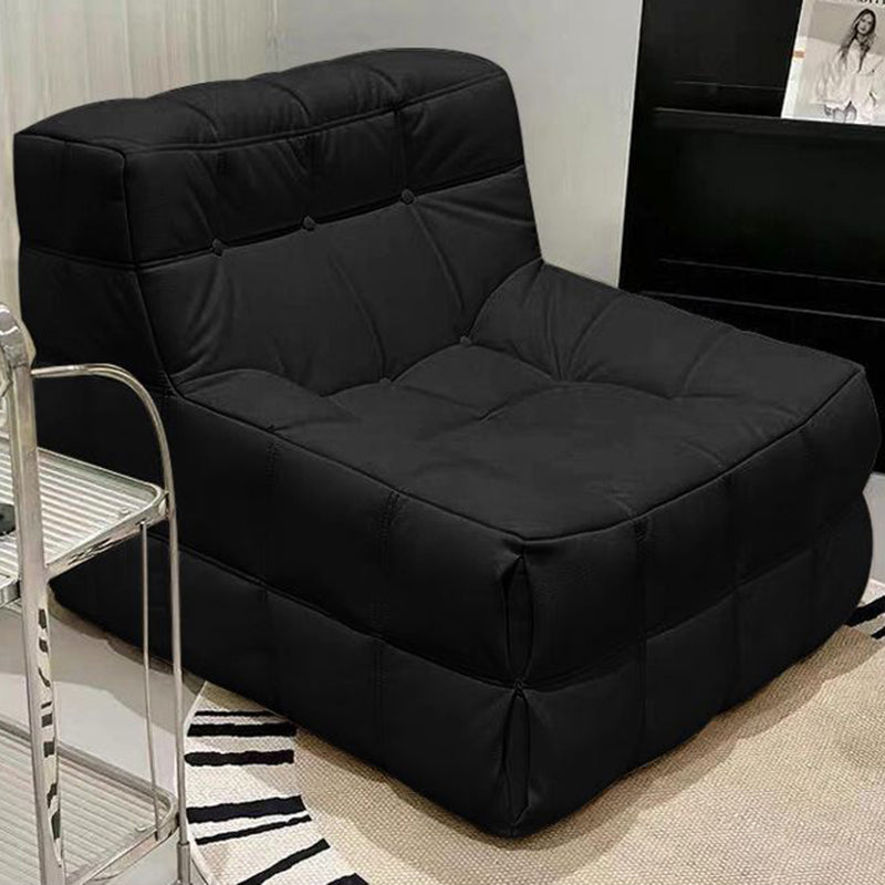 Modern Minimalist Corduroy Faux Leather Rectangular Accent Chair Backrest Armless For Living Room