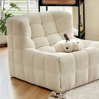 Modern Minimalist Corduroy Faux Leather Rectangular Accent Chair Backrest Armless For Living Room