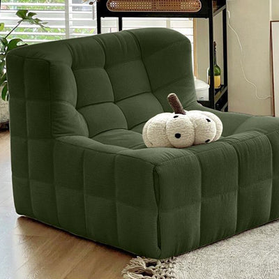 Modern Minimalist Corduroy Faux Leather Rectangular Accent Chair Backrest Armless For Living Room
