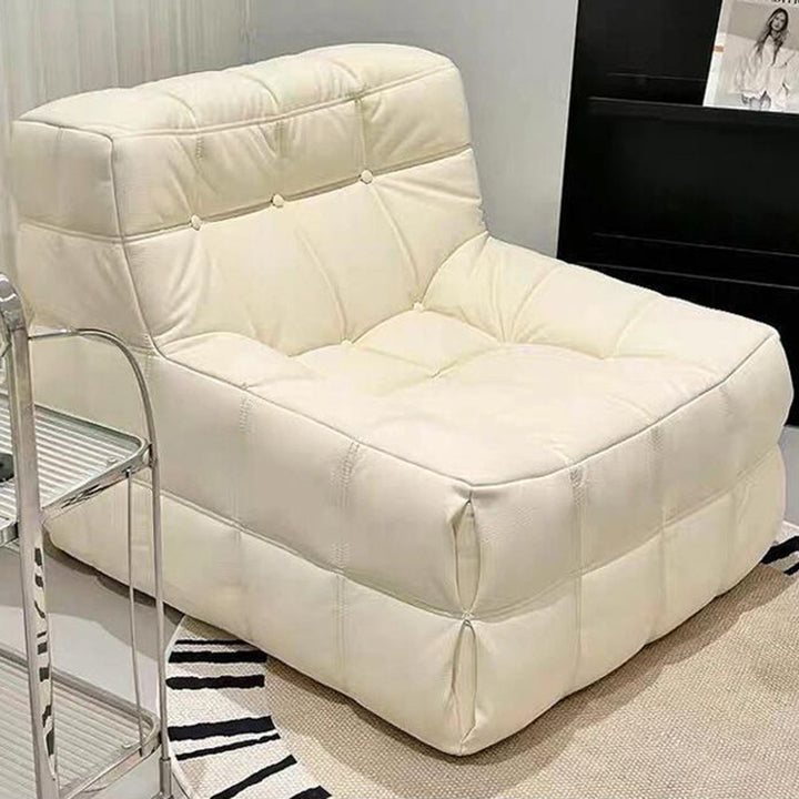 Moderner minimalistischer Cord Falsches Leder Rechteckiger Akzentstuhl Rückenlehne Armlos Für Wohnzimmer 