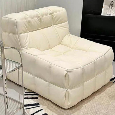 Modern Minimalist Corduroy Faux Leather Rectangular Accent Chair Backrest Armless For Living Room