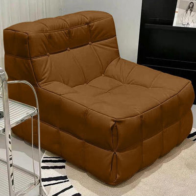 Modern Minimalist Corduroy Faux Leather Rectangular Accent Chair Backrest Armless For Living Room