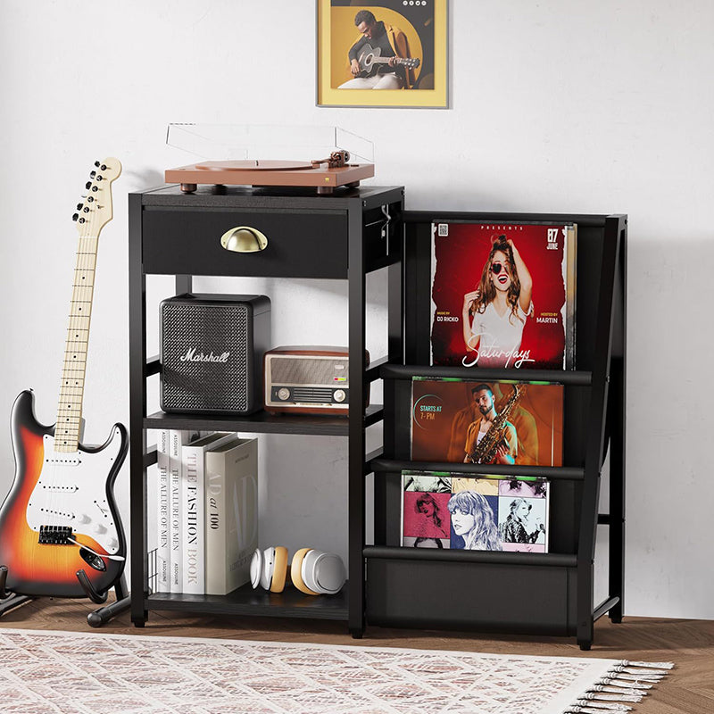 Modern Minimalist Solid Wood Iron Rectangular Storage Cabinet 3-Tier For Living Room