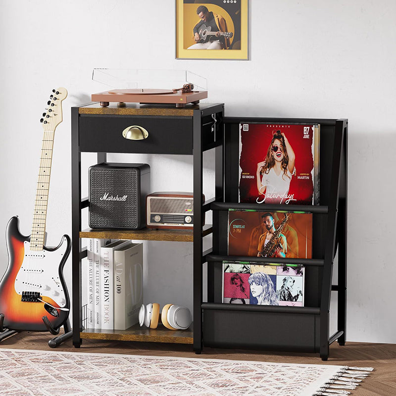 Modern Minimalist Solid Wood Iron Rectangular Storage Cabinet 3-Tier For Living Room